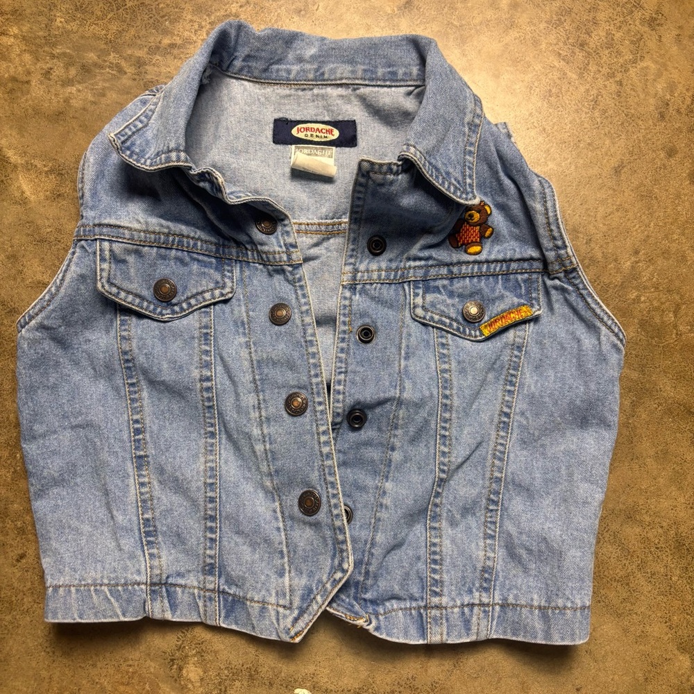Jordache Embroidered denim Jean Vest Girls 6X Vintage Kidcore Retro Style Preppy